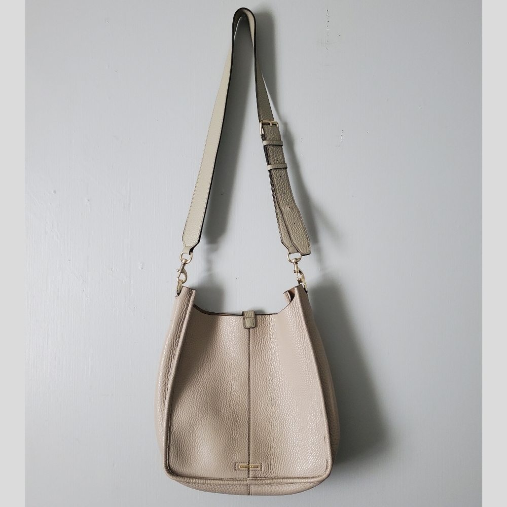 Rebecca Minkoff  Pebbled Leather Feed Crossbody Shoulder Bag